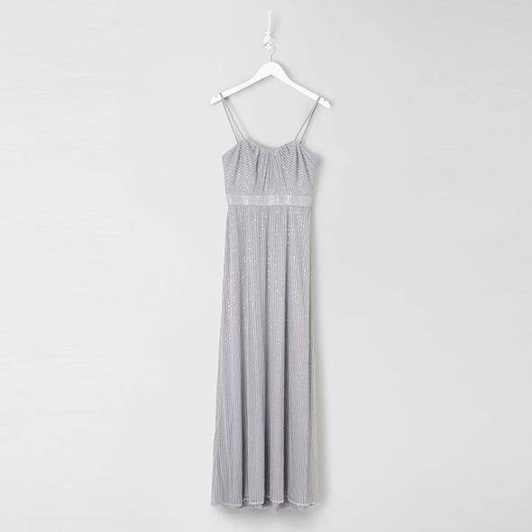 Textile, White, Dress, One-piece garment, Style, Clothes hanger, Lavender, Day dress, Grey, Fashion design, 
