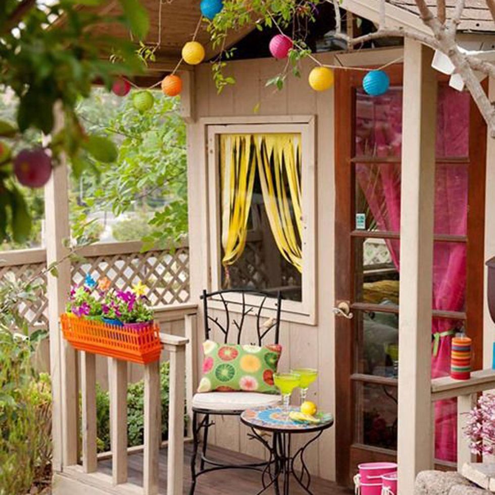 Orange, Outdoor furniture, Peach, Outdoor table, Shelving, Sphere, Fruit, Shelf, 