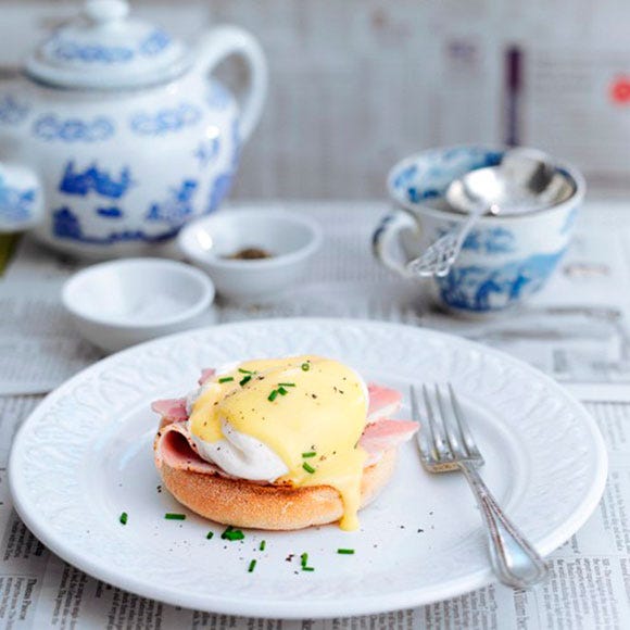 Serveware, Blue, Dishware, Food, Tableware, Ingredient, Porcelain, Drinkware, Ceramic, Eggs benedict, 
