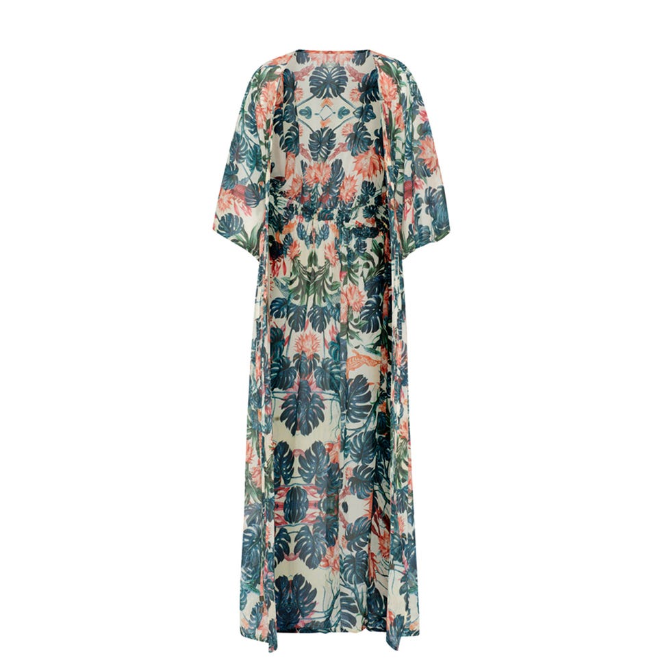 Sleeve, Textile, Pattern, Teal, Aqua, Turquoise, Visual arts, Pattern, Day dress, Nightwear, 