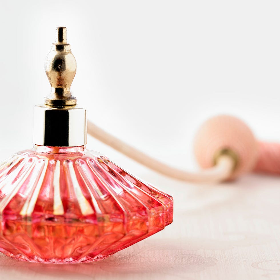Perfume, Fluid, Liquid, Red, Pink, Peach, Amber, Magenta, Still life photography, Glass bottle, 