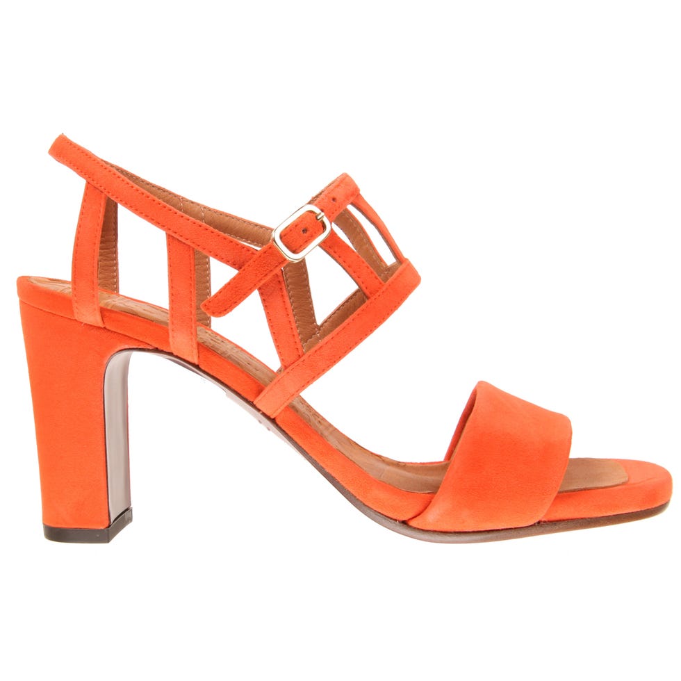 Orange, Tan, Beige, Peach, Synthetic rubber, Sandal, Slingback, Plastic, 