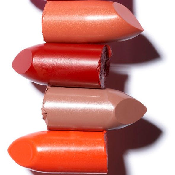 Brown, Red, Orange, Carmine, Lipstick, Maroon, Tan, Plastic, Material property, Gloss, 