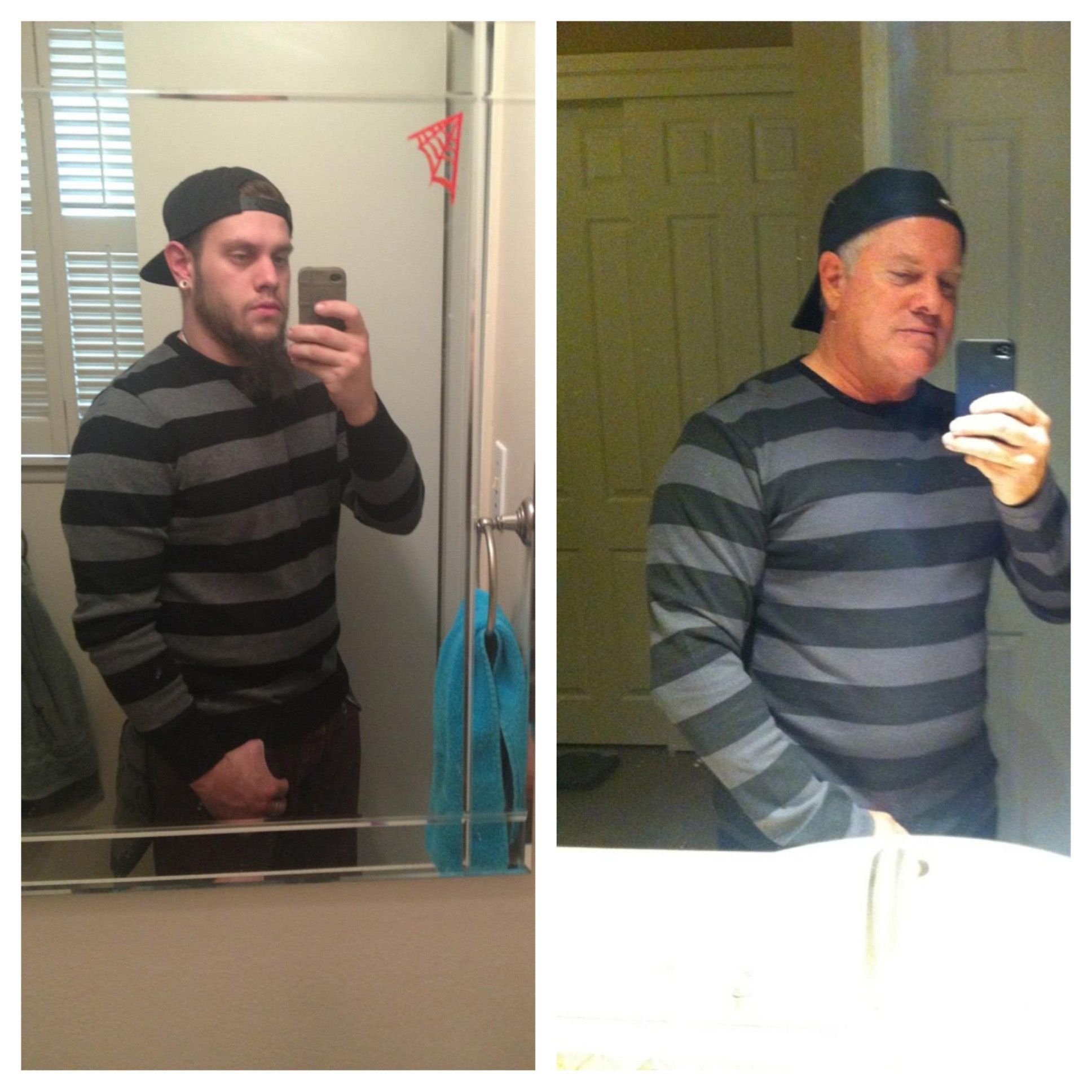 Cap, Door, Elbow, Facial hair, Baseball cap, Home door, Drinking, Mirror, Door handle, Sweater, 