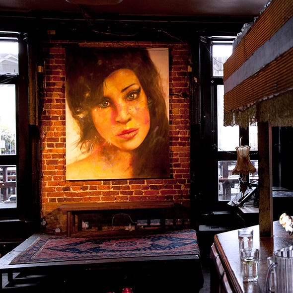 Art, Picture frame, Television accessory, Paint, Painting, Visual arts, Advertising, Kitchen & dining room table, Restaurant, Makeover, 