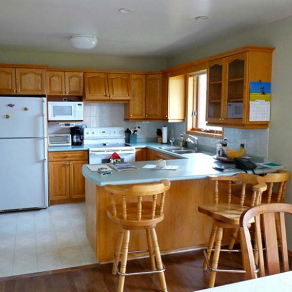 Wood, Room, Property, Floor, Interior design, Furniture, Kitchen appliance, Cupboard, Flooring, Kitchen, 
