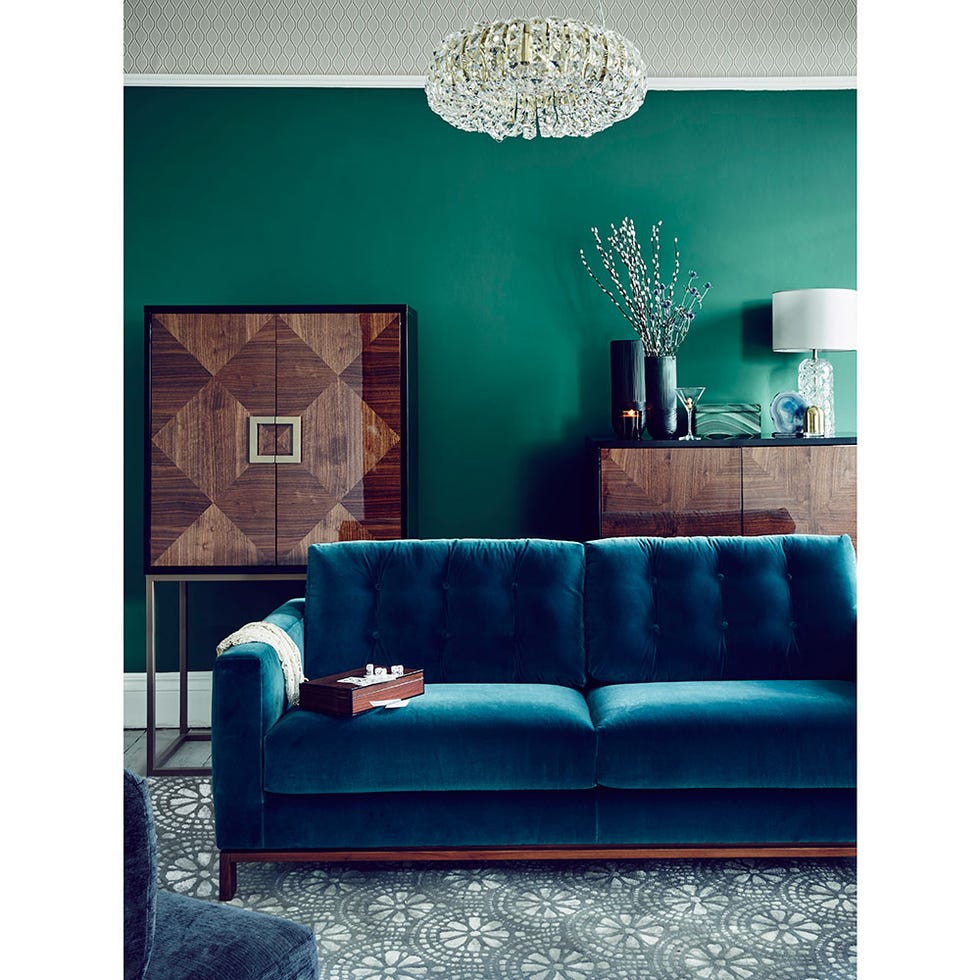 Blue, Room, Green, Interior design, Living room, Furniture, Wall, Couch, Teal, Turquoise, 