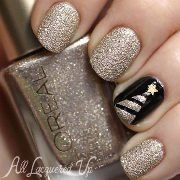 41 Pretty Nail Art Design Ideas To Jazz Up The Season : Latte and glitter  nails
