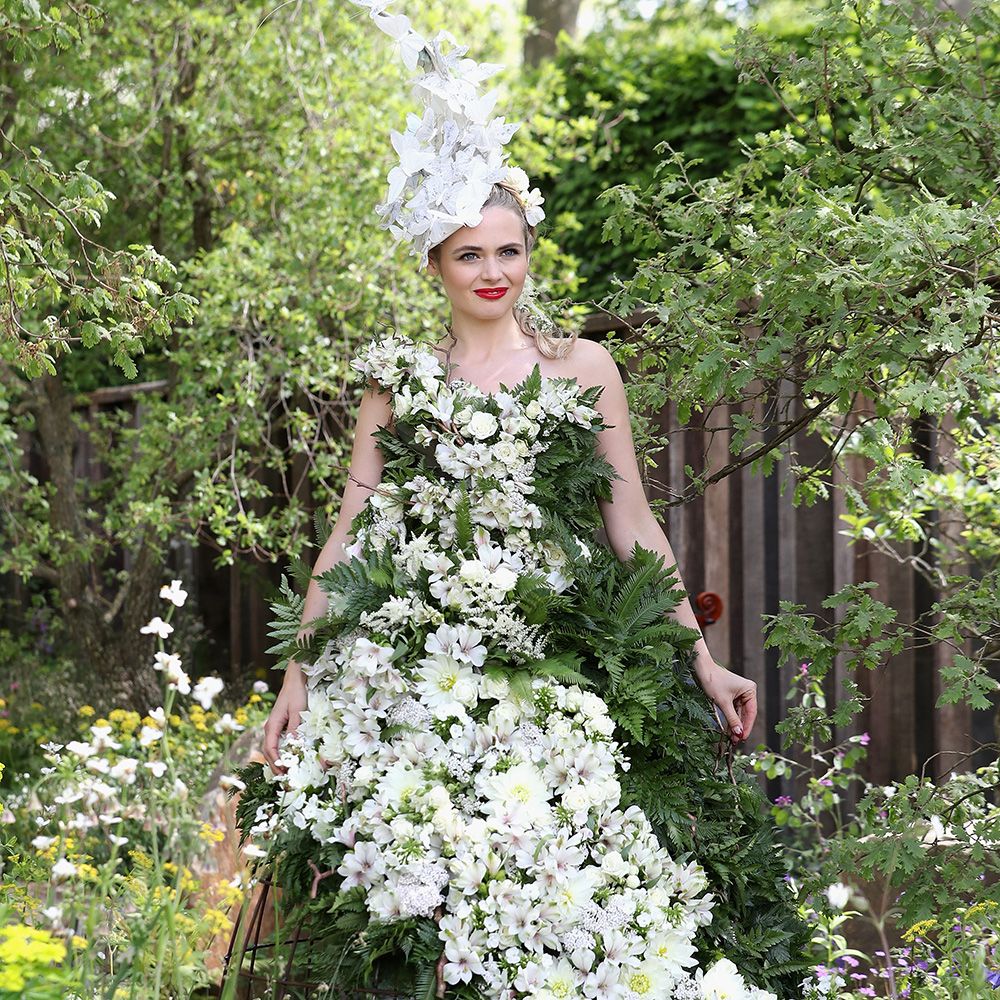 Clothing, Petal, Dress, Flower, Shrub, Spring, Garden, Gown, Necklace, Wedding dress, 