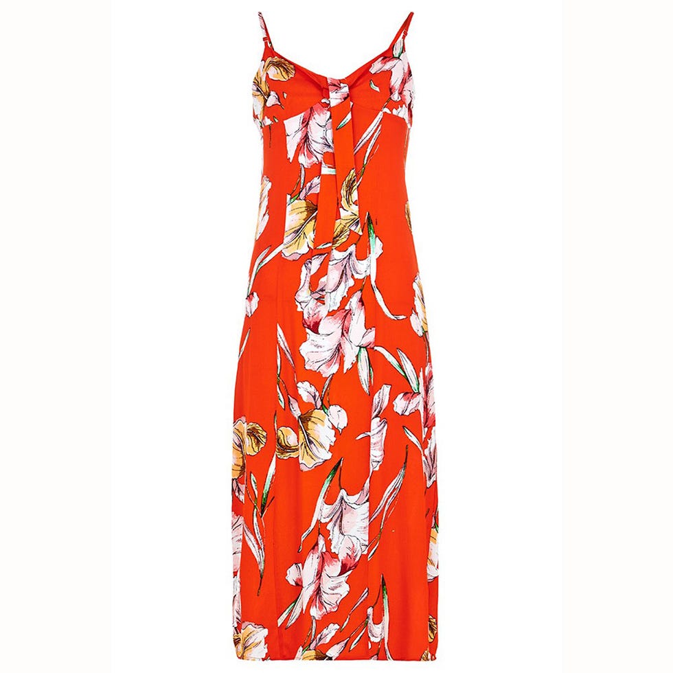Sleeveless shirt, Orange, One-piece garment, Day dress, Pattern, Peach, Clothes hanger, Fashion design, Nightwear, Pattern, 