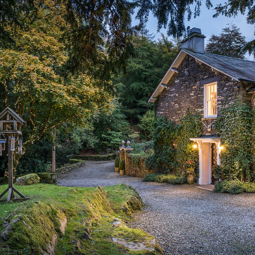 House, Shrub, Garden, Home, Cottage, Walkway, Driveway, Autumn, Deciduous, Landscaping, 