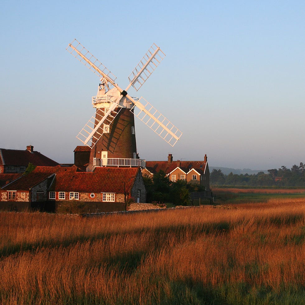 Natural environment, Natural landscape, Farm, Plain, Field, Land lot, Windmill, Grassland, Rural area, Landmark, 