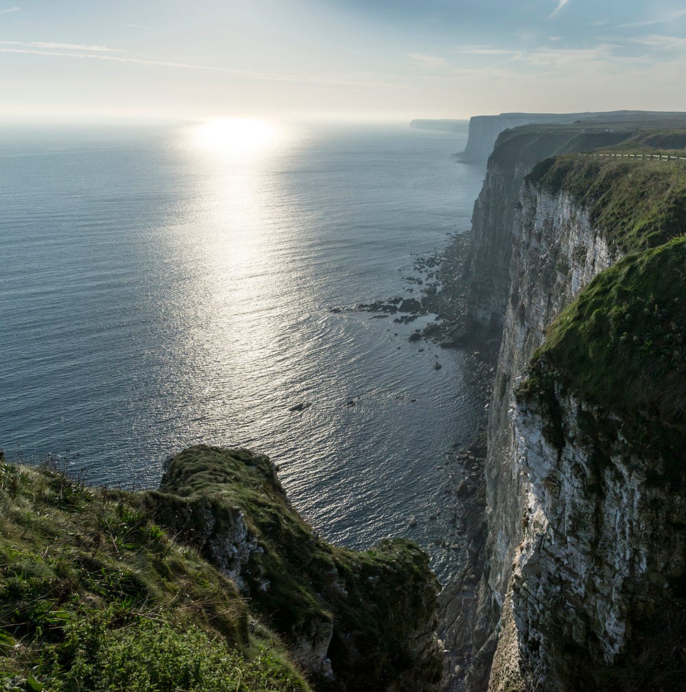 Coastal and oceanic landforms, Coast, Natural landscape, Terrain, Rock, Promontory, Bedrock, Ocean, Headland, Sea, 