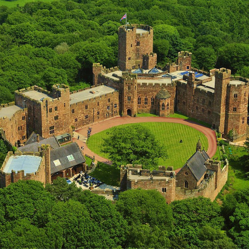 Tree, Building, House, Roof, Castle, Medieval architecture, Estate, Bird's-eye view, Mansion, Château, 