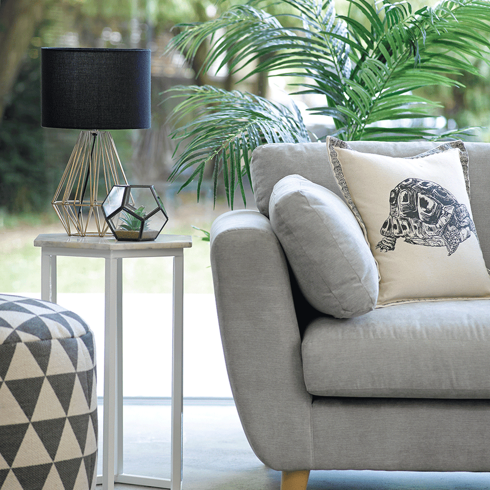 Furniture, Interior design, Couch, Design, Lamp, Living room, Throw pillow, End table, Armrest, Natural material, 