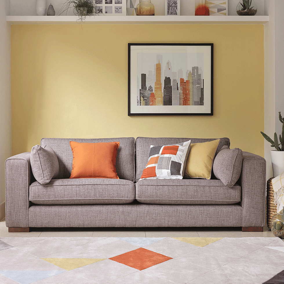 Brown, Room, Interior design, Wall, Couch, Living room, Furniture, Orange, Interior design, Pillow, 