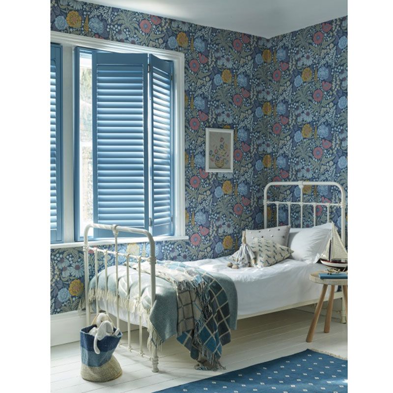 Blue, Interior design, Room, Product, Floor, Property, Textile, Wall, Bed, Bedding, 