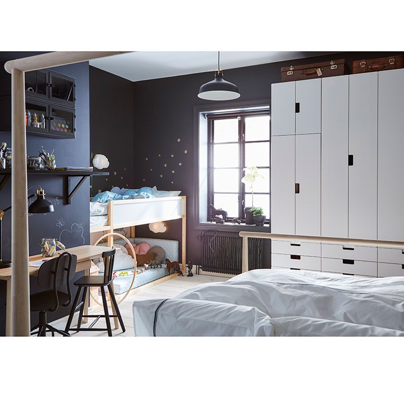 Furniture, White, Room, Bed, Bedroom, Interior design, Chest of drawers, Lighting, Ceiling, Wall, 