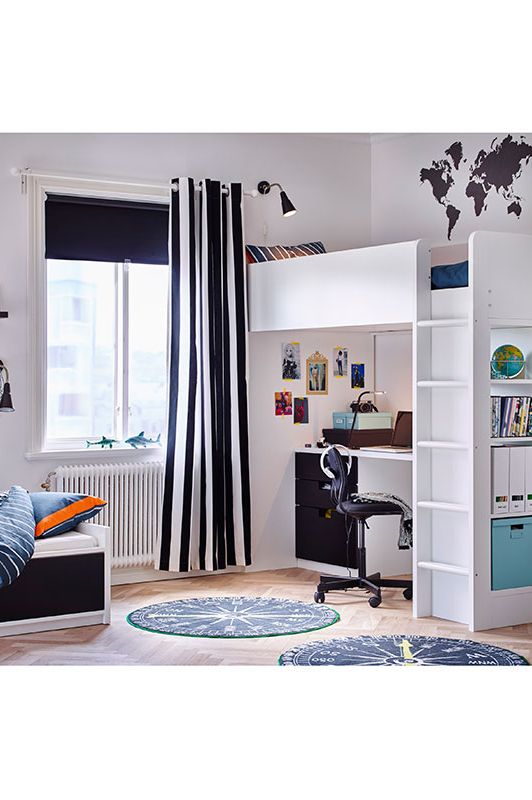 Furniture, Room, Interior design, Turquoise, Bed, Bedroom, Building, Cupboard, Wardrobe, Black-and-white, 