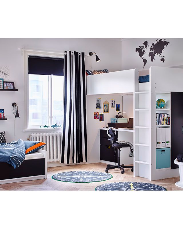 Furniture, Room, Interior design, Turquoise, Bed, Bedroom, Building, Cupboard, Wardrobe, Black-and-white, 