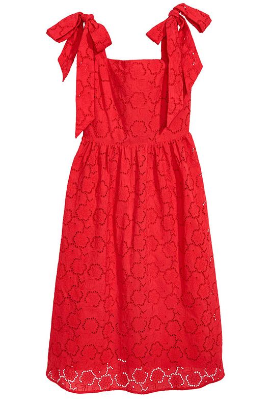 Clothing, Dress, Day dress, Red, Cocktail dress, Sleeve, One-piece garment, A-line, Neck, Gown, 