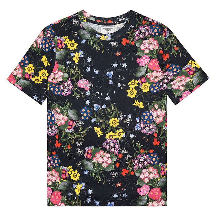 Clothing, Sleeve, T-shirt, Product, Top, Blouse, Pattern, Wildflower, Textile, Neck, 