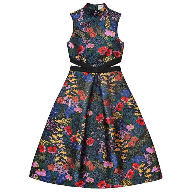 Clothing, Day dress, Dress, Purple, Pattern, A-line, Cocktail dress, Pattern, Neck, Sleeve, 
