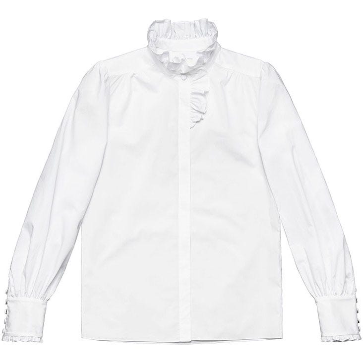 White, Clothing, Sleeve, Collar, Outerwear, Shirt, Dress shirt, Jacket, Blouse, Button, 