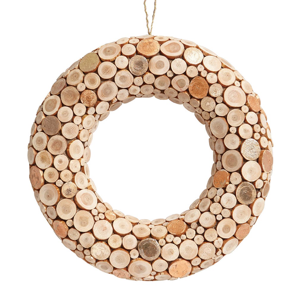 Christmas decoration, Christmas ornament, Ornament, Fashion accessory, Interior design, Circle, Copper, Pine family, Metal, 