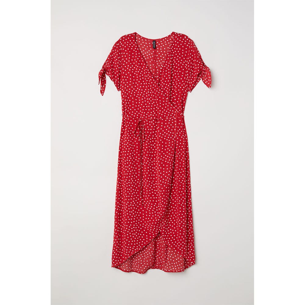 Clothing, Day dress, Dress, Red, Pattern, Polka dot, Sleeve, Pink, Robe, Design, 