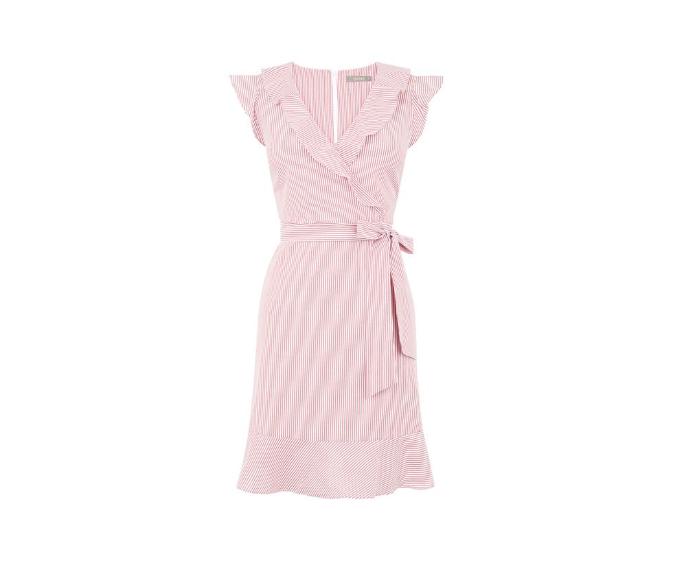 Clothing, Dress, Day dress, Pink, Cocktail dress, Strapless dress, Gown, Nightwear, Robe, Beige, 