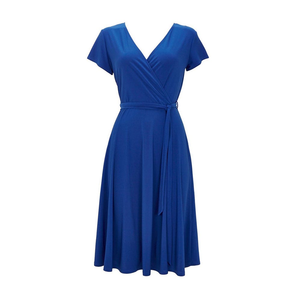 Clothing, Cobalt blue, Dress, Day dress, Blue, Cocktail dress, Electric blue, Turquoise, Sleeve, Shoulder, 