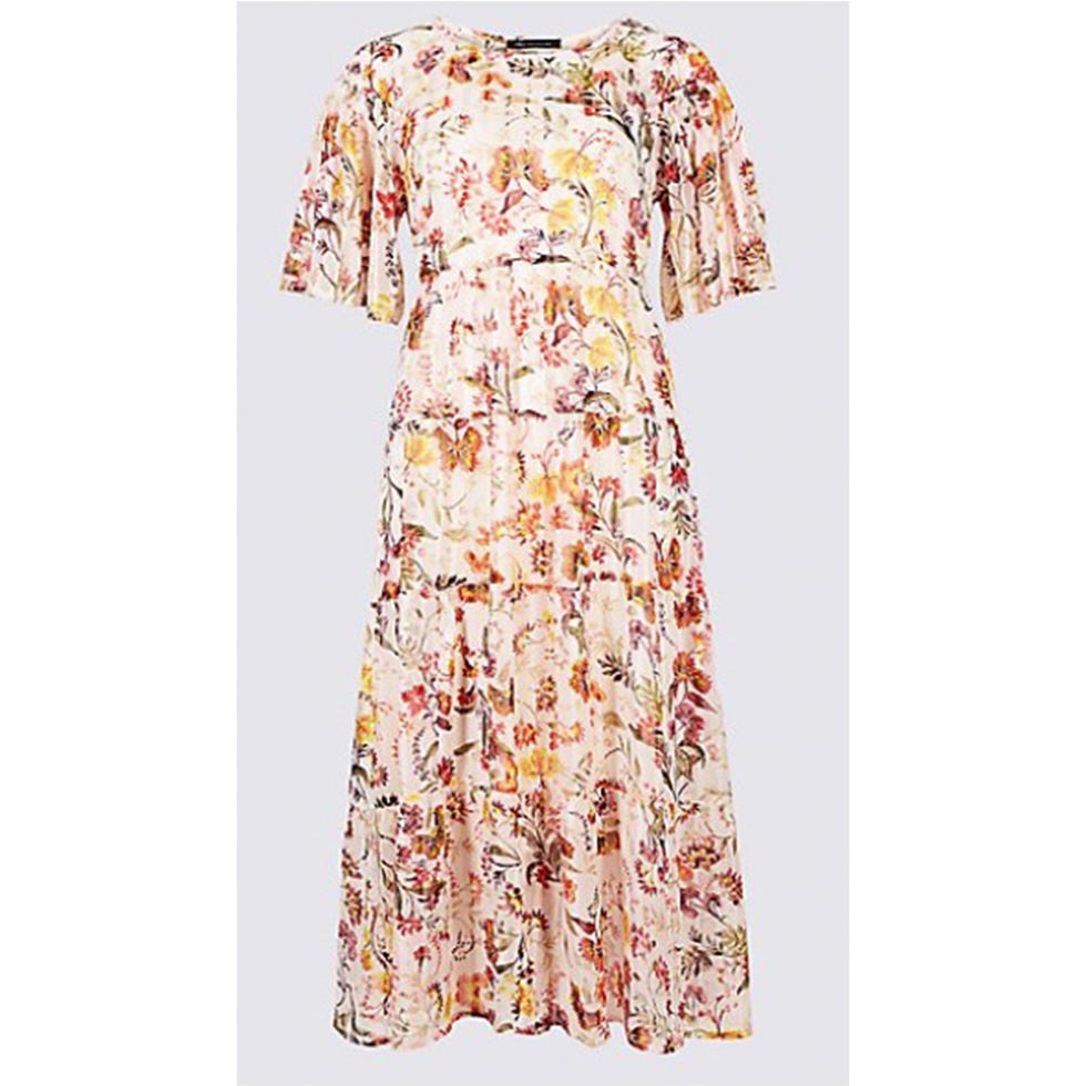 Clothing, Day dress, Dress, Sleeve, Yellow, Robe, Shoulder, Neck, Joint, Gown, 