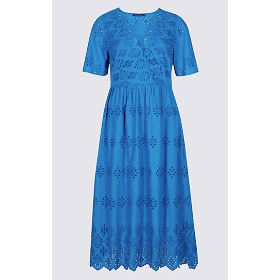 Clothing, Dress, Blue, Day dress, Aqua, Turquoise, Sleeve, Cobalt blue, Teal, A-line, 