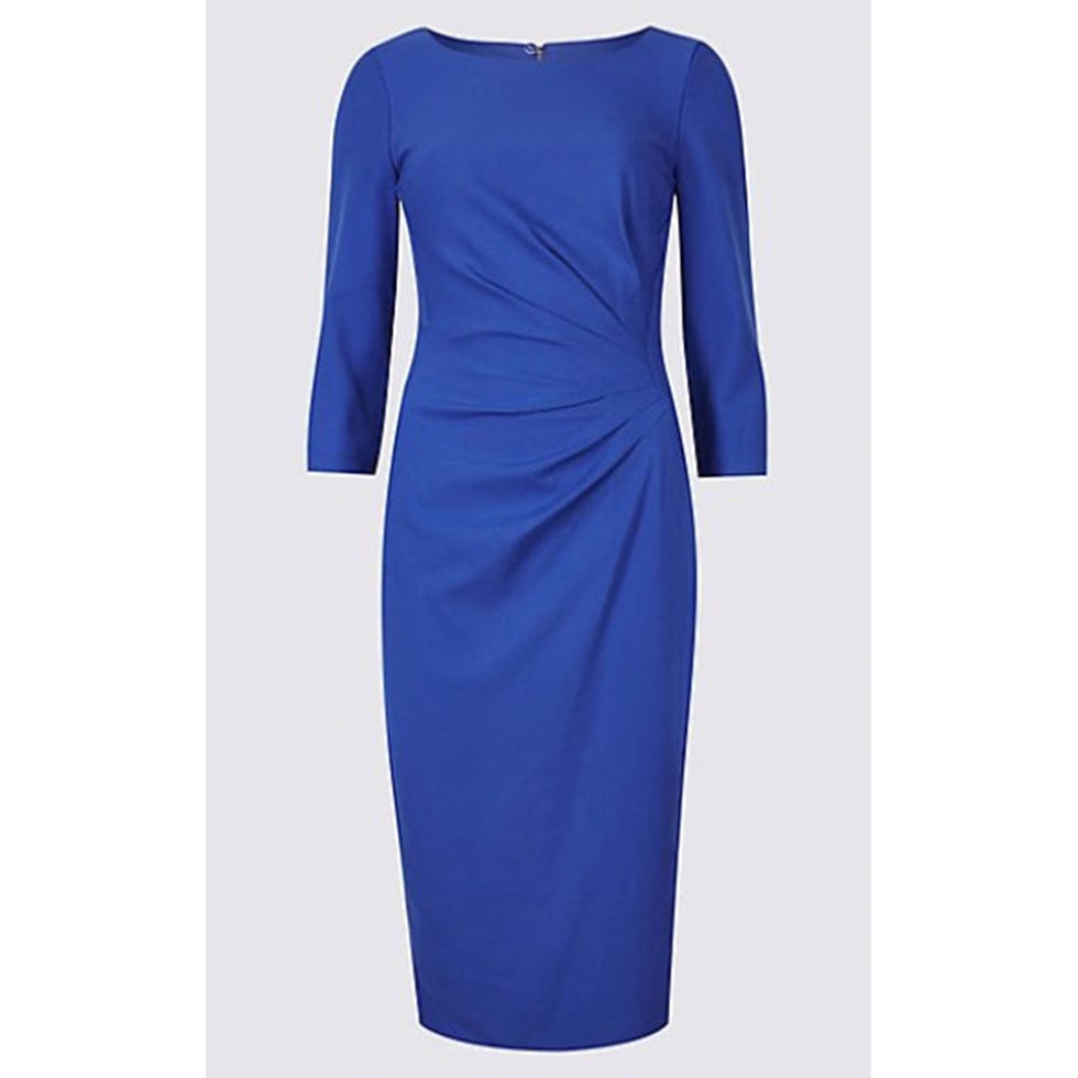 Clothing, Cobalt blue, Dress, Blue, Sleeve, Cocktail dress, Electric blue, Day dress, Sheath dress, Neck, 