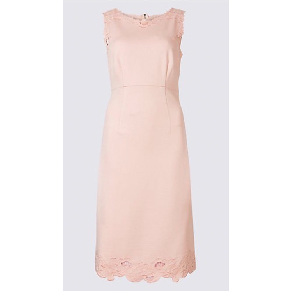 Clothing, Dress, Pink, Cocktail dress, Day dress, A-line, Gown, Peach, Strapless dress, Neck, 