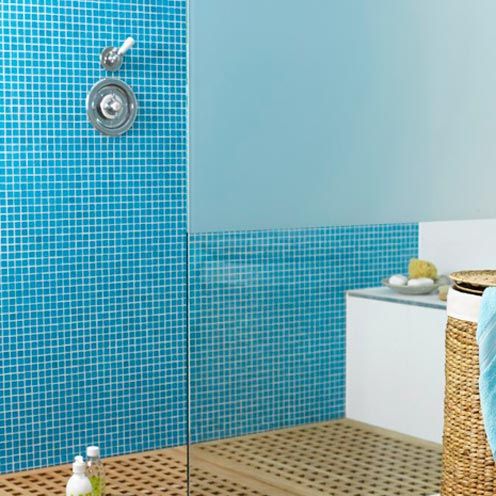 Blue, Wall, Room, Tile, Floor, Teal, Turquoise, Aqua, Azure, Plumbing fixture, 