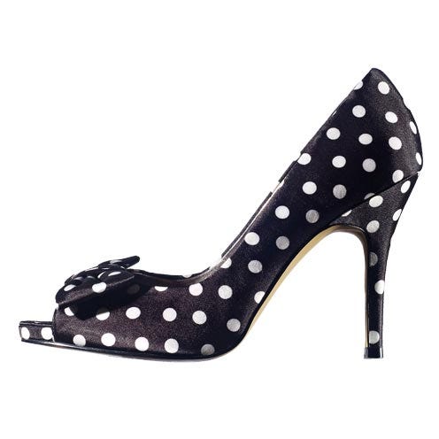 Pattern, Basic pump, Black, Beige, High heels, Foot, Sandal, Design, Polka dot, Synthetic rubber, 