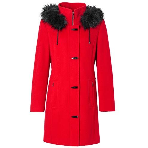Clothing, Coat, Sleeve, Collar, Red, Textile, Outerwear, Natural material, Pattern, Fashion, 
