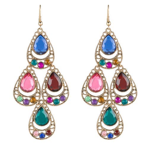 Blue, Earrings, Fashion accessory, Pink, Natural material, Magenta, Metal, Purple, Fashion, Body jewelry, 