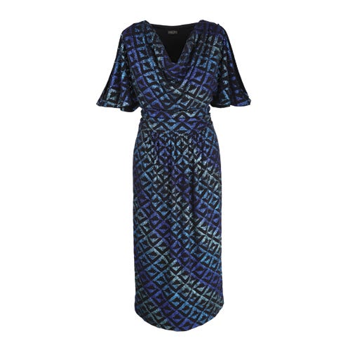 Sleeve, Textile, Dress, Pattern, One-piece garment, Formal wear, Electric blue, Day dress, Aqua, Cobalt blue, 