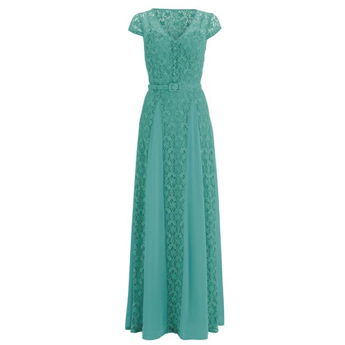 Clothing, Dress, Green, Textile, One-piece garment, Formal wear, Teal, Pattern, Aqua, Day dress, 