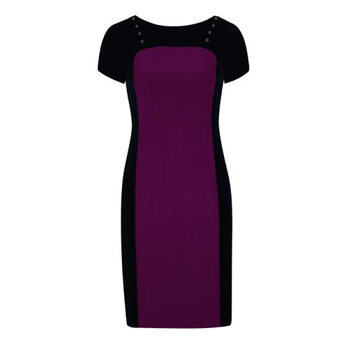 Magenta, Dress, Purple, Neck, One-piece garment, Violet, Maroon, Day dress, Cocktail dress, Sleeveless shirt, 