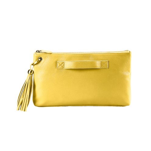 Yellow, Bag, Textile, Khaki, Tan, Beige, Shoulder bag, Rectangle, Wallet, Zipper, 
