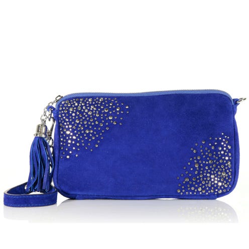 Blue, Bag, Electric blue, Fashion accessory, Cobalt blue, Azure, Musical instrument accessory, Shoulder bag, Boot, Leather, 