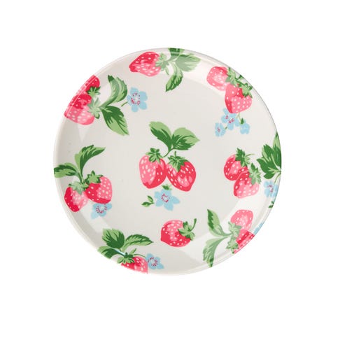 Dishware, Fruit, Pink, Pattern, Serveware, Produce, Strawberries, Creative arts, Strawberry, Peach, 