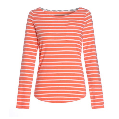 Sleeve, Shoulder, White, Orange, Neck, Pattern, Peach, Sweatshirt, Long-sleeved t-shirt, Active shirt, 