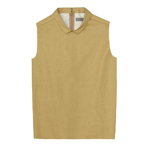 Brown, Collar, Sleeve, Khaki, Tan, Beige, Active shirt, Brand, Vest, Fashion design, 