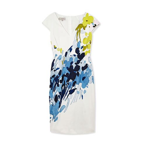 Clothing, White, Blue, T-shirt, Dress, Sleeve, Outerwear, Textile, Plant, Top, 