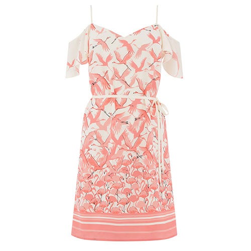 Product, White, Pattern, Baby & toddler clothing, Collar, One-piece garment, Peach, Dress, Day dress, Orange, 